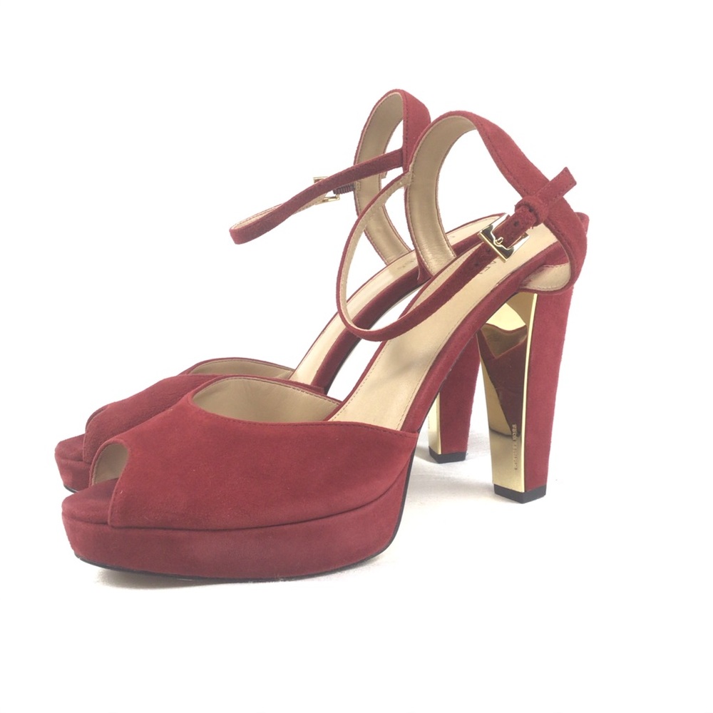 MICHAEL KORS RED Velvet Pep Toe Pumps Size 9